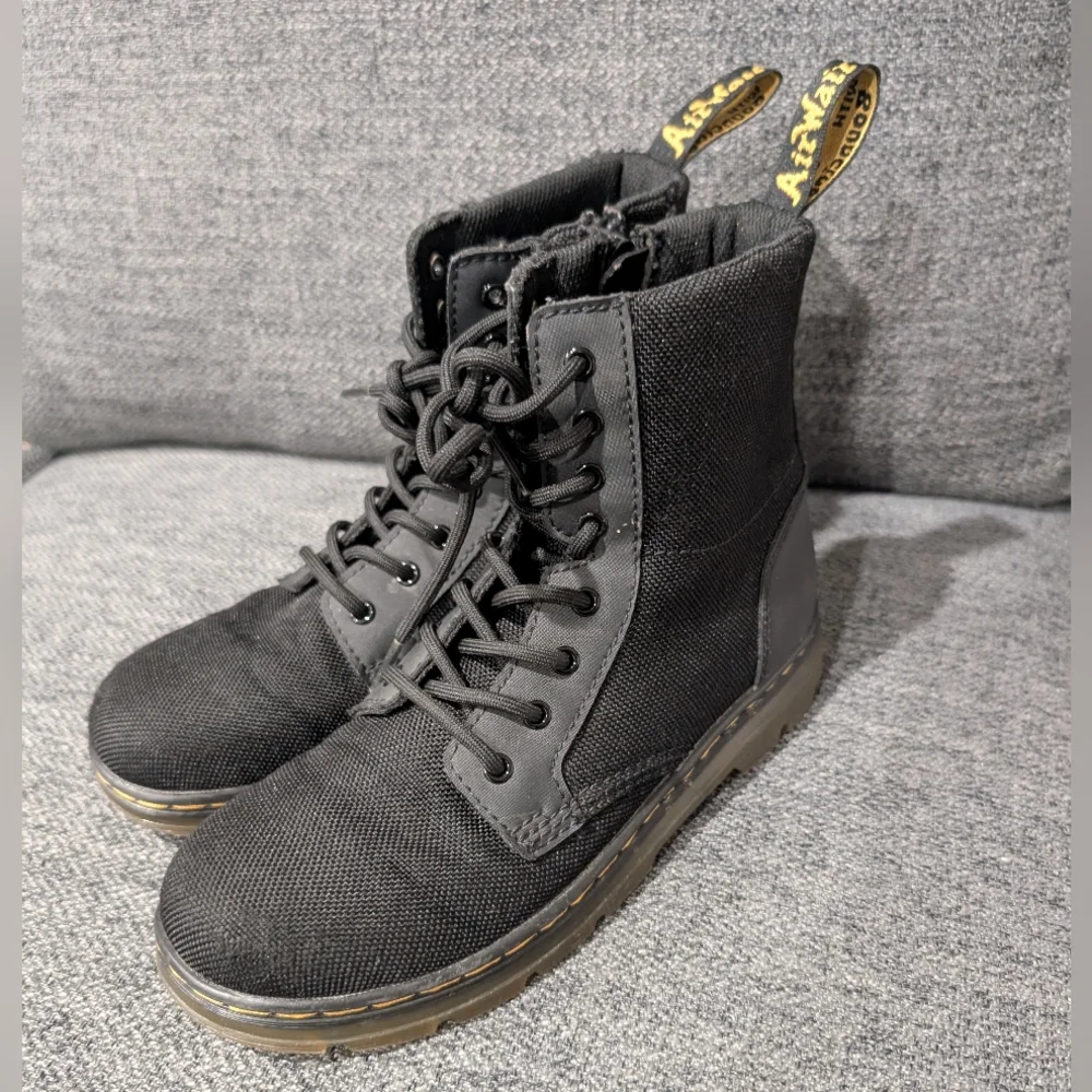 Dr. Martens Black Combat Boots with Yellow Stitching